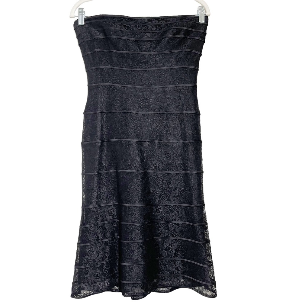 Tadashi Shoji Lace Black Strapless Cocktail Dress 6 Petite